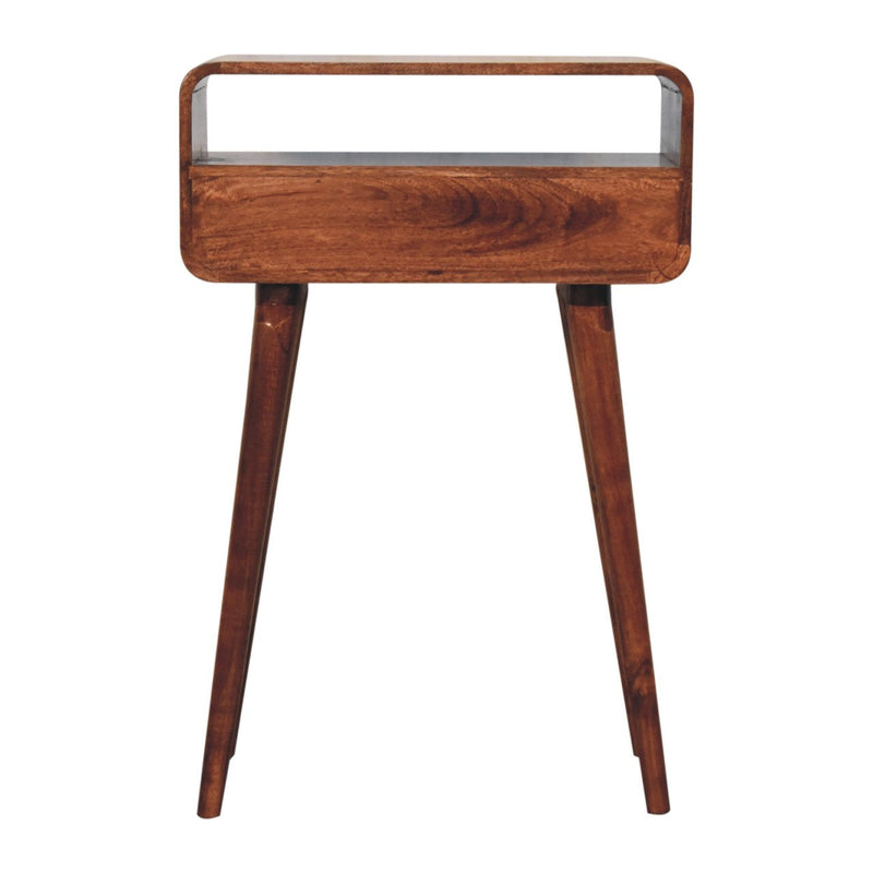 Mini Curved Honey Caramel Console Table Artisan