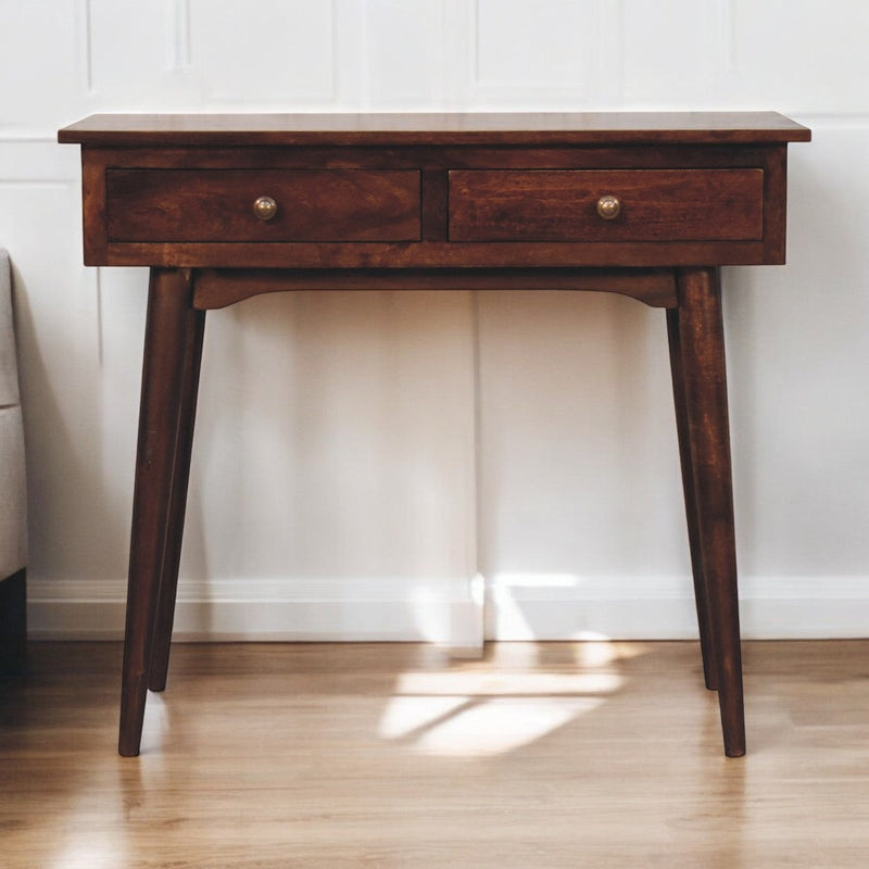 California Walnut Hallway 2 Drawer Console Table Artisan