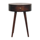 Nordic California Walnut Circular Shaped Bedside Nightstand Artisan