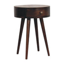 Nordic California Walnut Circular Shaped Bedside Nightstand Artisan