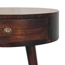 Nordic California Walnut Circular Shaped Bedside Nightstand Artisan