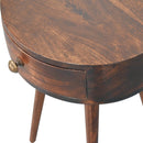 Nordic California Walnut Circular Shaped Bedside Nightstand Artisan