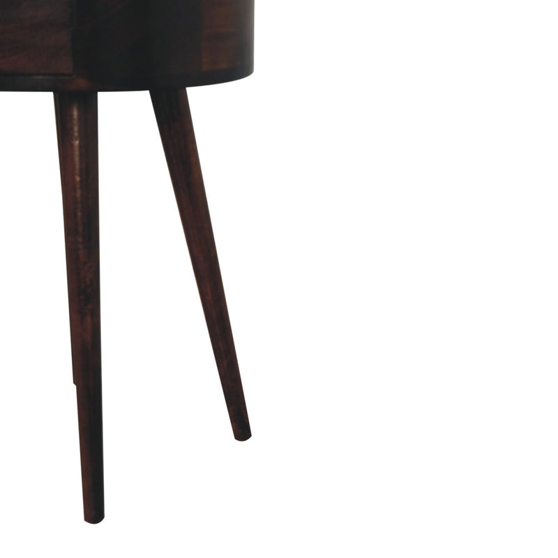 Nordic California Walnut Circular Shaped Bedside Nightstand Artisan