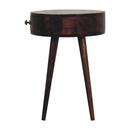 Nordic California Walnut Circular Shaped Bedside Nightstand Artisan