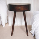 Nordic California Walnut Circular Shaped Bedside Nightstand Artisan