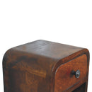 Extra Mini Curved Chestnut Bedside Nightstand with Open Slot Artisan