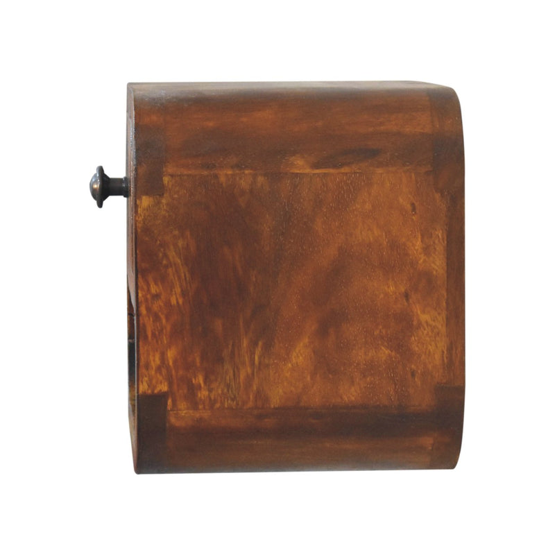 Extra Mini Curved Chestnut Bedside Nightstand with Open Slot Artisan