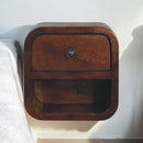 Extra Mini Curved Chestnut Bedside Nightstand with Open Slot Artisan