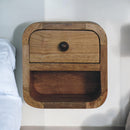 Extra Mini Curved Oak-ish Bedside Nightstand with Open Slot Artisan
