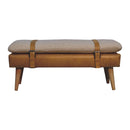Boucle Buffalo Hide Tan Leather Bench Artisan