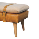Boucle Buffalo Hide Tan Leather Bench Artisan