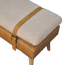 Boucle Buffalo Hide Olive Green Leather Bench Artisan