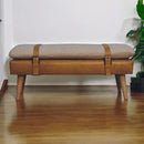 Boucle Buffalo Hide Tan Leather Bench Artisan