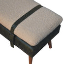 Boucle Buffalo Hide Olive Green Leather Bench Artisan