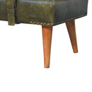 Boucle Buffalo Hide Olive Green Leather Bench Artisan