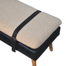 Boucle Buffalo Hide Black Leather Bench Artisan