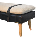 Boucle Buffalo Hide Black Leather Bench Artisan