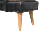 Boucle Buffalo Hide Black Leather Bench Artisan