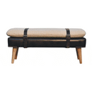 Boucle Buffalo Hide Black Leather Bench Artisan