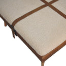 Large Square Boucle Buffalo Hide Brown Leather Footstool