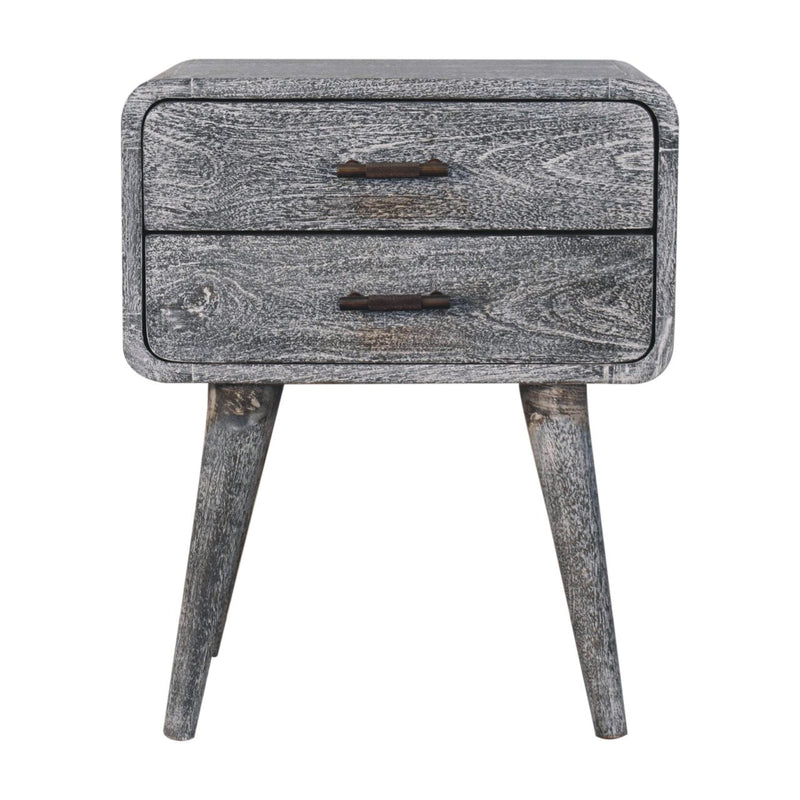 Sandblasted Ash Curved Bedside Nightstand Artisan