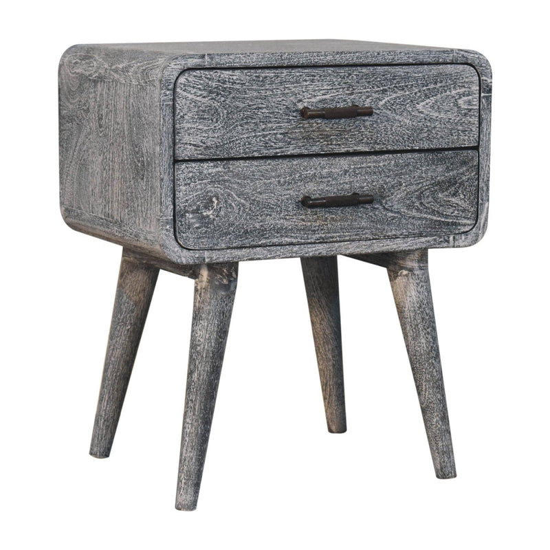 Sandblasted Ash Curved Bedside Nightstand Artisan