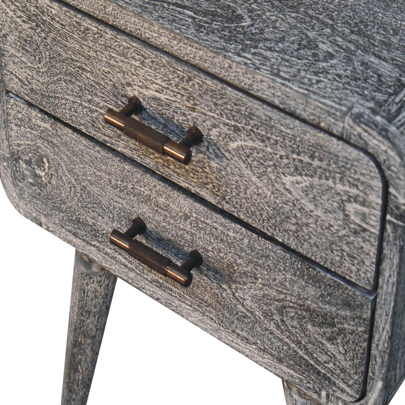 Sandblasted Ash Curved Bedside Nightstand Artisan