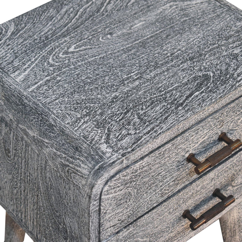 Sandblasted Ash Curved Bedside Nightstand Artisan