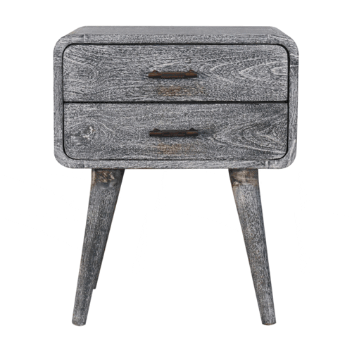 Sandblasted Ash Curved Bedside Nightstand Artisan