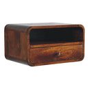 Large Chestnut Curve Upper Slot Floating Bedside Nightstand Artisan