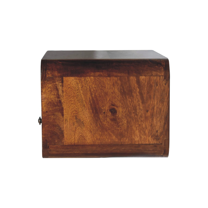 Large Chestnut Curve Upper Slot Floating Bedside Nightstand Artisan