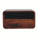 Large Chestnut Curve Upper Slot Floating Bedside Nightstand Artisan