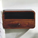 Large Chestnut Curve Upper Slot Floating Bedside Nightstand Artisan