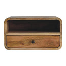 Large Oak-ish Curve Upper Slot Floating Bedside Nightstand Artisan