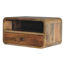 Large Oak-ish Curve Upper Slot Floating Bedside Nightstand Artisan