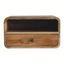 Large Oak-ish Curve Upper Slot Floating Bedside Nightstand Artisan