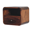 Extra Mini Wall Mounted Curved Chestnut Bedside Nightstand with Open Slot Artisan