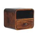 Extra Mini Wall Mounted Curved Chestnut Bedside Nightstand with Open Slot Artisan