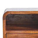 Extra Mini Wall Mounted Curved Chestnut Bedside Nightstand with Open Slot Artisan