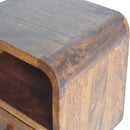 Extra Mini Wall Mounted Curved Chestnut Bedside Nightstand with Open Slot Artisan