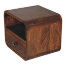 Extra Mini Wall Mounted Curved Chestnut Bedside Nightstand with Open Slot Artisan
