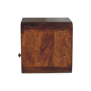 Extra Mini Wall Mounted Curved Chestnut Bedside Nightstand with Open Slot Artisan