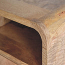 Extra Mini Wall Mounted Curved Oak-ish Bedside Nightstand with Open Slot Artisan