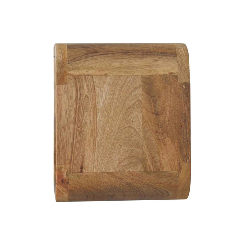 Extra Mini Wall Mounted Curved Oak-ish Bedside Nightstand with Open Slot Artisan
