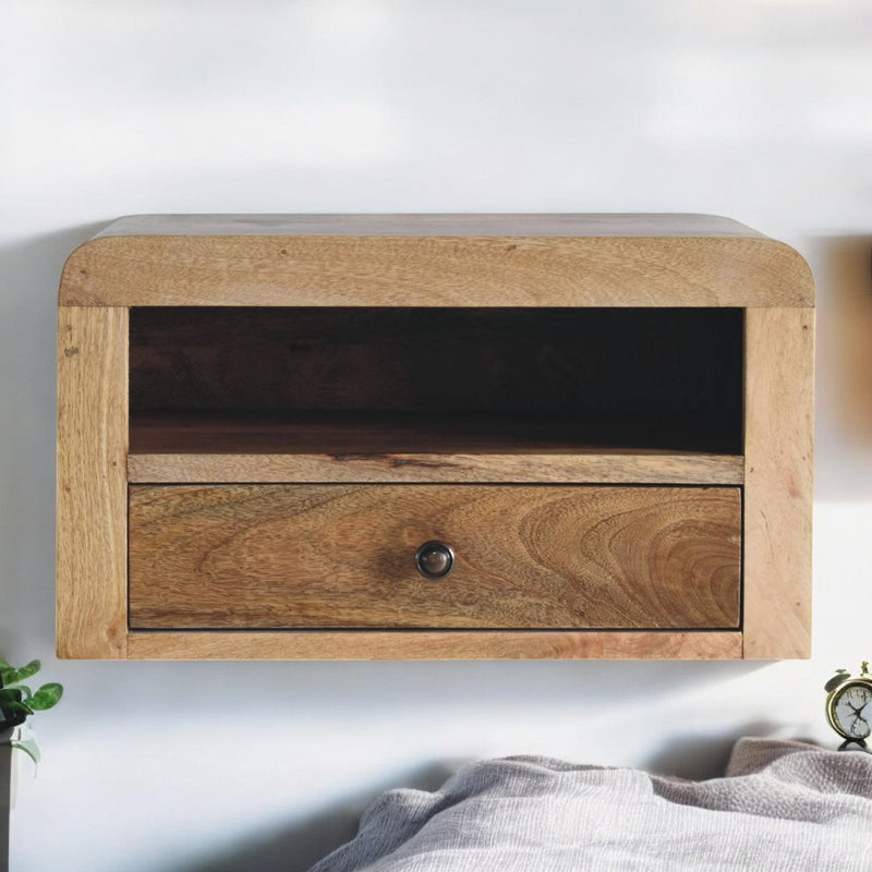 Chunky Oak-ish Floating Bedside Nightstand Artisan