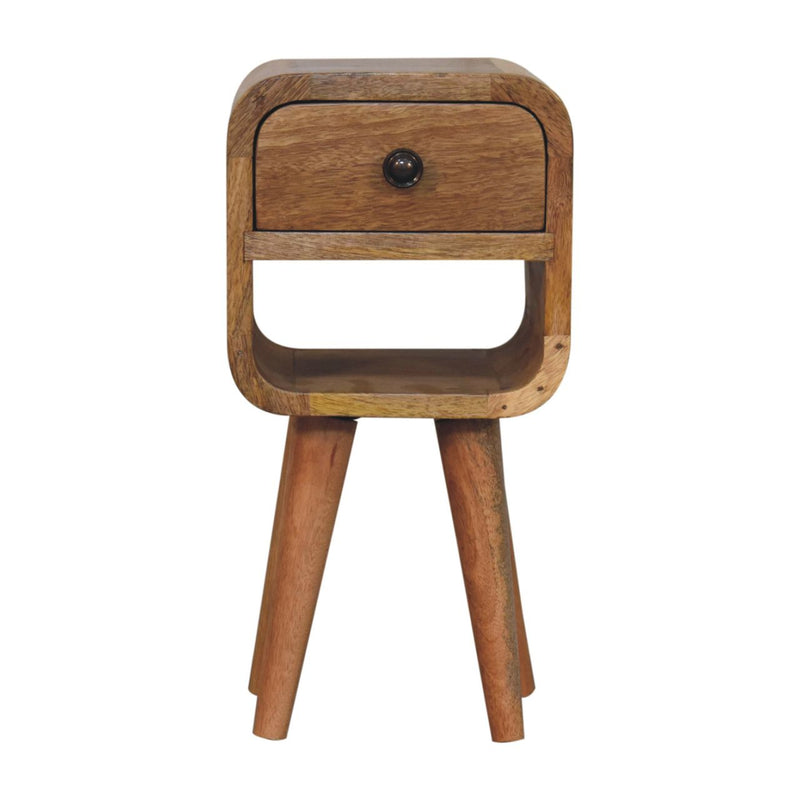 Extra Mini Oak-ish Curve Lower Bedside Nightstand Artisan
