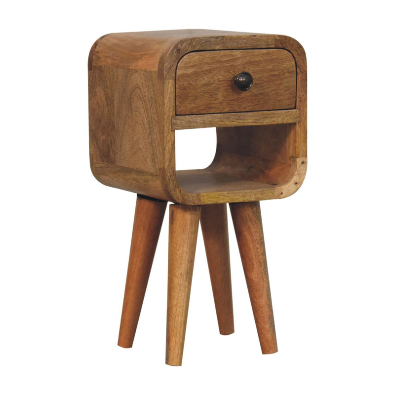 Extra Mini Oak-ish Curve Lower Bedside Nightstand Artisan