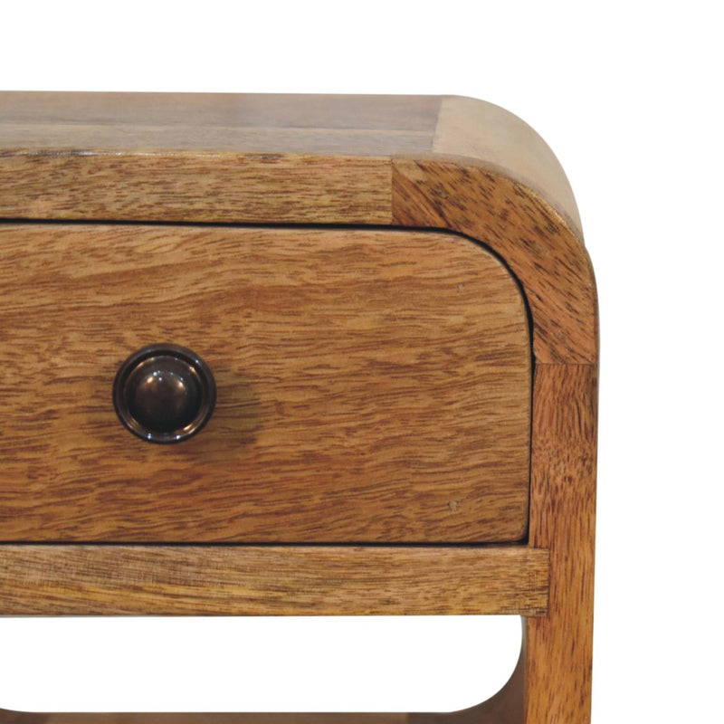 Extra Mini Oak-ish Curve Lower Bedside Nightstand Artisan