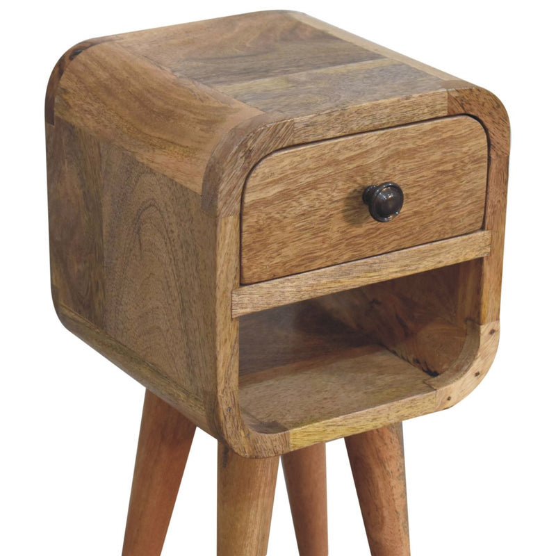 Extra Mini Oak-ish Curve Lower Bedside Nightstand Artisan
