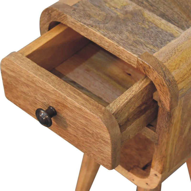 Extra Mini Oak-ish Curve Lower Bedside Nightstand Artisan